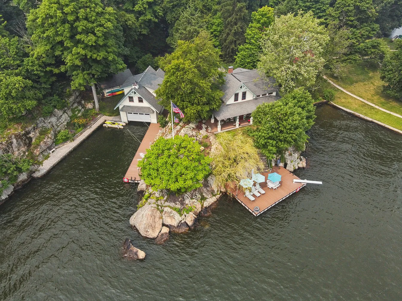 Rare Lakefront Island Estate with Guest House